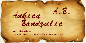 Ankica Bondžulić vizit kartica